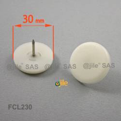 20 mm Plastic nail on furniture glide WHITE