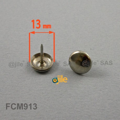 13 mm Nickel plated nail on furniture glide - Ajile