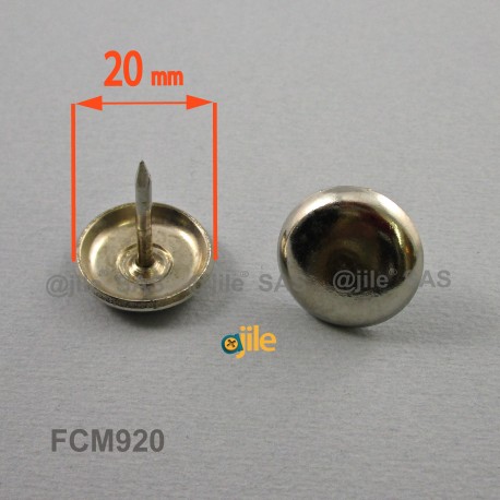 20 mm Nickel plated nail on furniture glide - Ajile