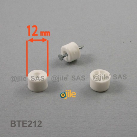 12 mm Rounded nail-in shelf suport WHITE - Ajile