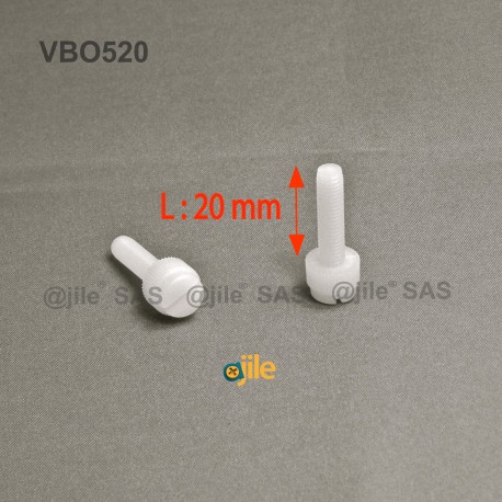 M5 x 20 : Knurled plastic slotted screw: diam. M5 length 20 mm - Ajile