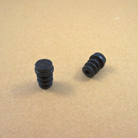 16 mm diam. Felt-base insert - BLACK - round ribbed insert for floor protection.
