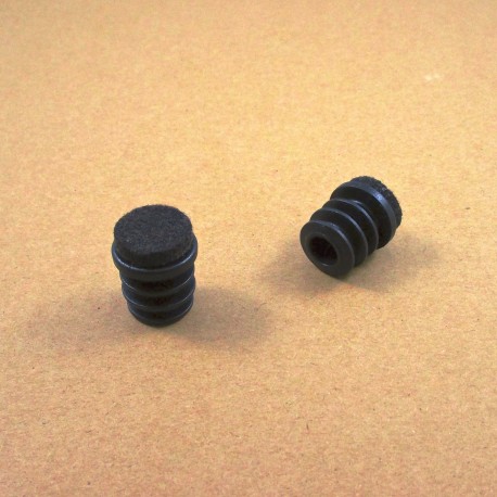 20 mm diam. Felt-base insert - BLACK - round ribbed insert and glide for furniture feet.