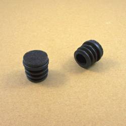 25 mm diam. Felt-base insert - BLACK - round ribbed glide for chairs. - Ajile 2