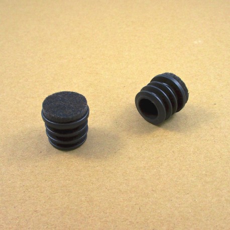 Inserto scivolante 25 mm diam. Inserti rotondi alettati con feltro - NERO