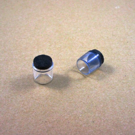 14 mm diam. Clear round ferrule insert with felt base for furniture legs.