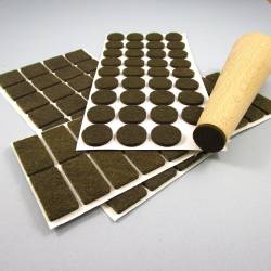 25x25 mm square felt pads BROWN - sheet of 32 pads for hardwood floors. - Ajile 2