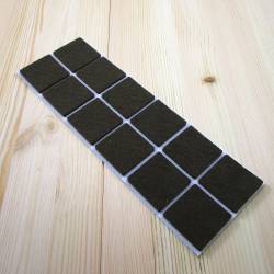40x40 mm square felt pads BROWN - sheet of 12 self-adhesive felt pads. - Ajile 1