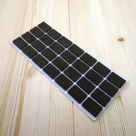 20x30 mm Rechteckige Flizgleiter BRAUN - pro Blatt 28 Selbstklebende Filzgleiter.