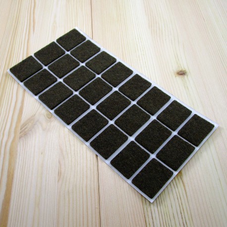 25x35 mm rectangular felt pads BROWN - sheet of 24 adhesive scratch protector felt pads.