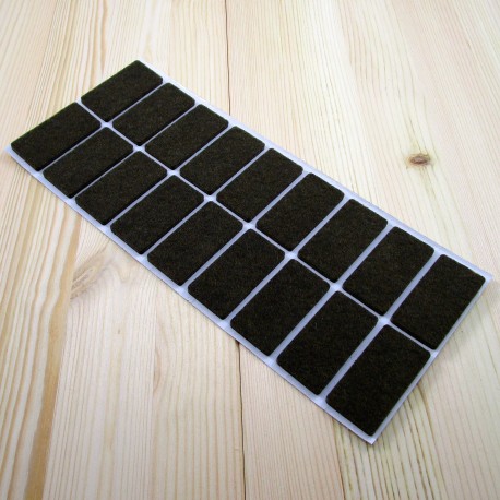 25x50 mm rectangular felt pads BROWN - sheet of 18 stick-on wood protector felt pads.
