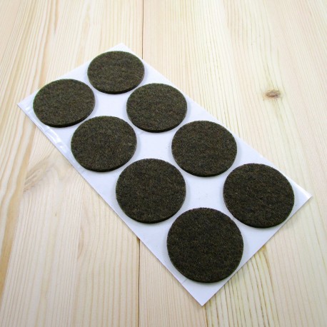 50 mm diameter round felt pads BROWN - sheet of 8 anti-scratch stick-on pads.