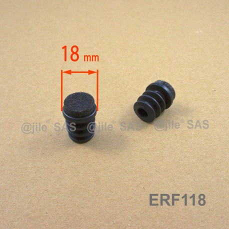 18 mm diam. Felt-base insert - BLACK - round noise reduction furniture end cap. - Ajile