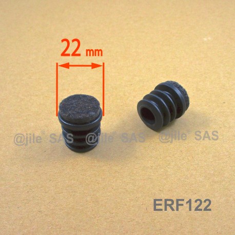 22 mm diam. Felt-base insert - BLACK - round wood protection insert for tube legs. - Ajile