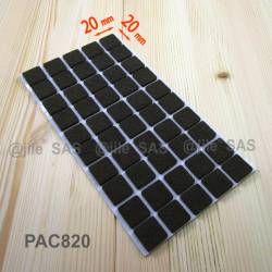20x20 mm square felt pads BROWN - sheet of 50 self-adhesive furniture pads.