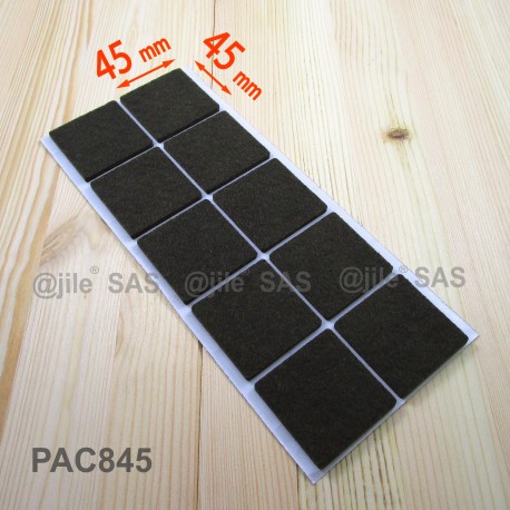 45x45 mm square felt pads BROWN - sheet of 10 stick-on furniture pads. - Ajile