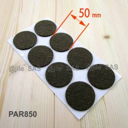 50 mm diameter round felt pads BROWN - sheet of 8 anti-scratch stick-on pads.