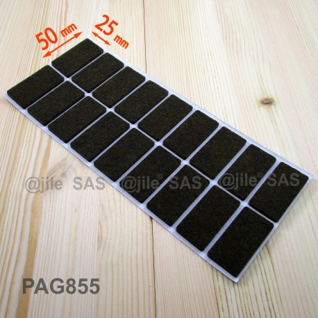 25x50 mm rectangular felt pads BROWN - sheet of 18 stick-on wood protector felt pads. - Ajile