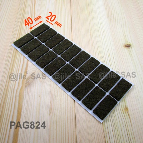 20x40 mm rectangular felt pads BROWN - sheet of 20 pads for hardwood floors. - Ajile