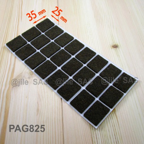 25x35 mm rectangular felt pads BROWN - sheet of 24 adhesive scratch protector felt pads. - Ajile