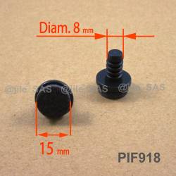 18 mm  diameter push-in feet with felt base for 8 mm diameter insertion hole.