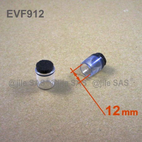 Puntale Calzante di diam. 12 mm - Trasparente con feltro per mobili. - Ajile
