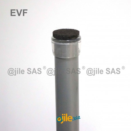 12 mm diam. Clear round ferrule with reinforced felt base. 