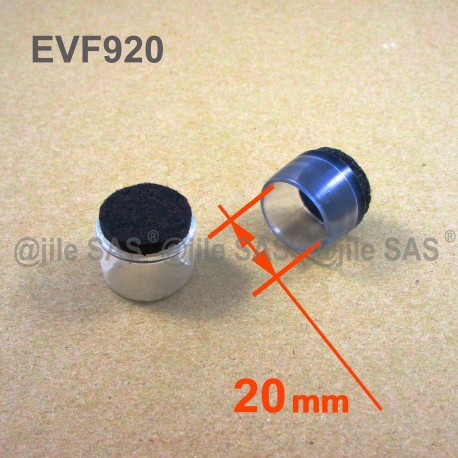 20 mm diam. Clear round ferrule insert with reinforced anti-scratch felt base. - Ajile