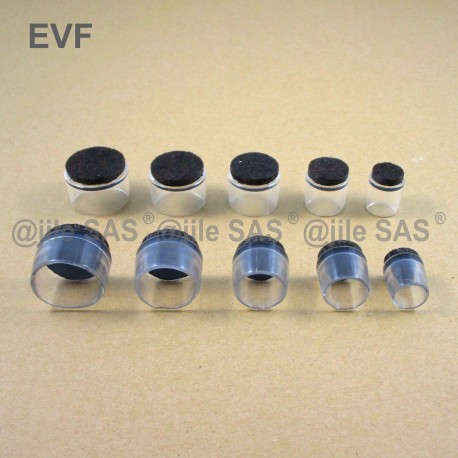 20 mm diam. Clear round ferrule insert with reinforced anti-scratch felt base.