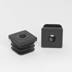 Embout plastique carré pour tube 20 x 20 mm avec trou fileté diam. 8 mm (M8) - Ajile 1