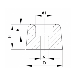 Konischer Anschlagpuffer 21 x 11 mm zum befestigen aus Kunststoff SCHWARZ - Ajile 3