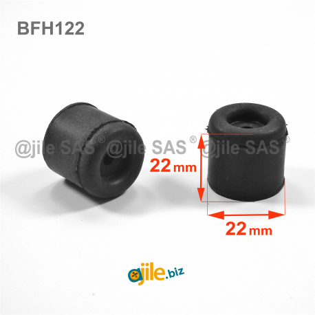 Tall 22 mm diam. screw-on rubber bumper BLACK - Ajile