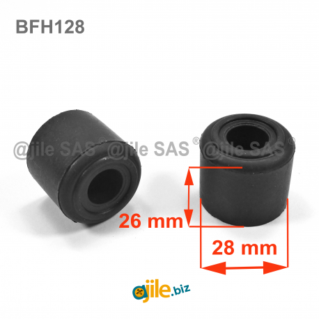 Tall 28 mm diam. screw-on rubber doorstop BLACK - Ajile