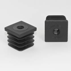Embout plastique carré pour tube 35 x 35 mm avec trou fileté diam. 10 mm (M10) - Ajile 1