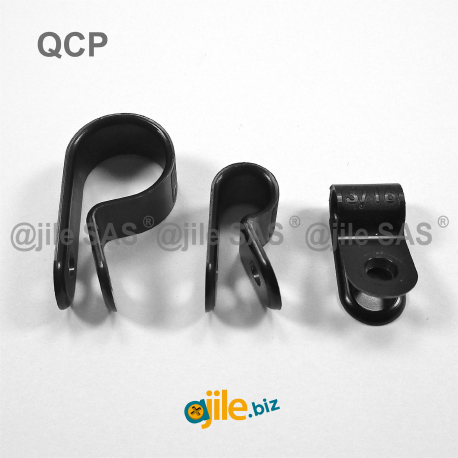 Nylon cable / P clamp diam 12.7 mm BLACK for tube / pipe