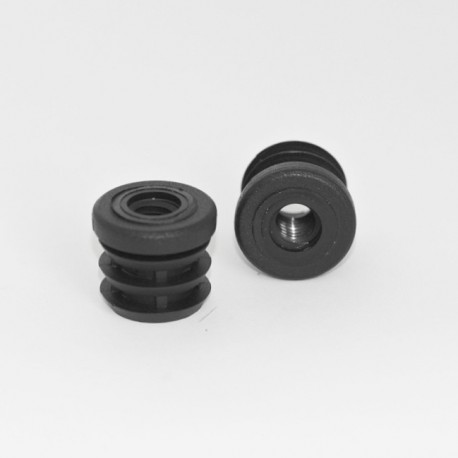 Embout plastique rond pour tube de diamètre 25 mm avec trou fileté diam. 10 mm (M10)