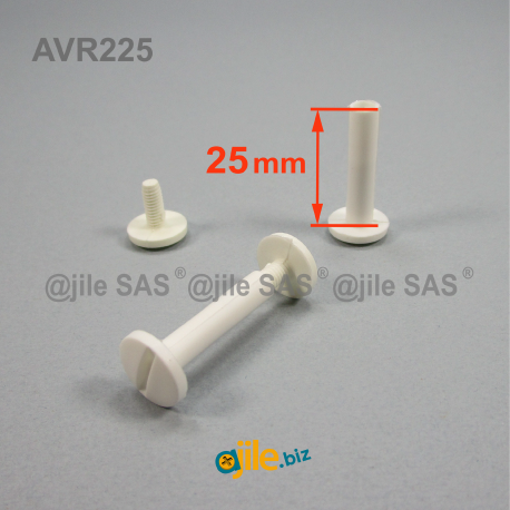 Buchschrauben aus Kunststoff  25 mm Fassung WEISS - Ajile