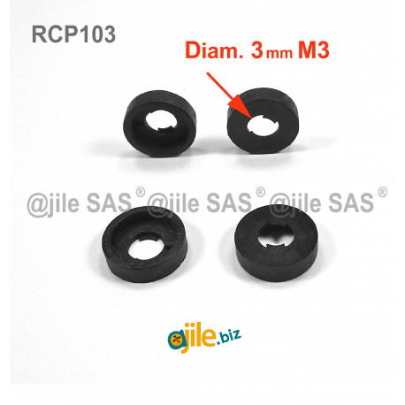 For M3 screw : plastic finishing cup washer BLACK for slotted screws - Ajile