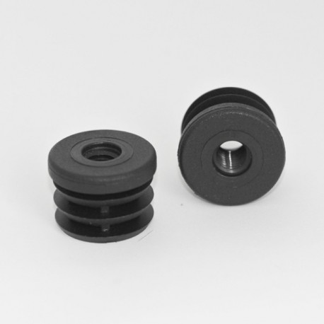 Embout plastique rond pour tube de diamètre 30 mm avec trou fileté diam. 10 mm (M10)