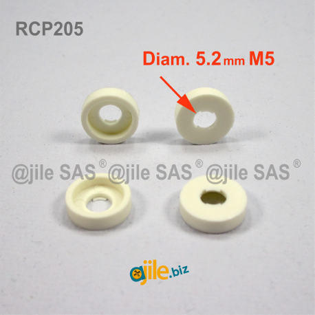 For M5 screw : plastic finishing cup washer WHITE for slotted screws - Ajile