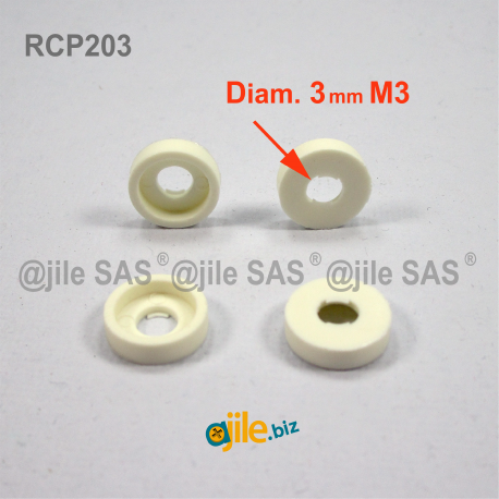 For M3 screw : plastic finishing cup washer WHITE for slotted screws - Ajile