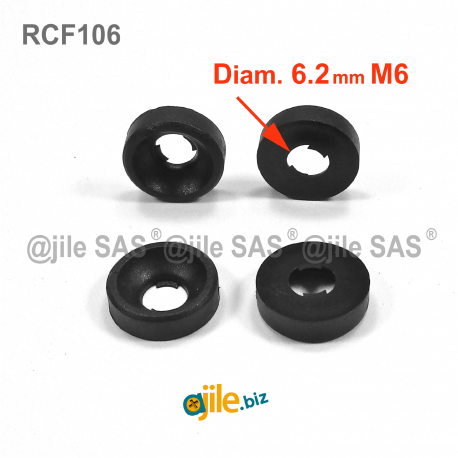 Plastic Finishing cup washer for M6 countersunk screws - BLACK - Ajile