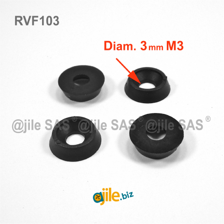 For M3 screws : nylon finishing cup washer BLACK for countersunk screws - Ajile