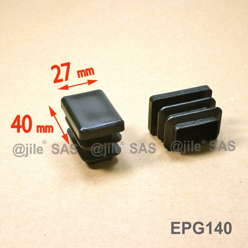 Embout rectangulaire à ailettes 40 x 27 mm Plastique NOIR - Ajile Embout rectangulaire à ailettes 40 x 27 mm Plastique NOIR - Ajile