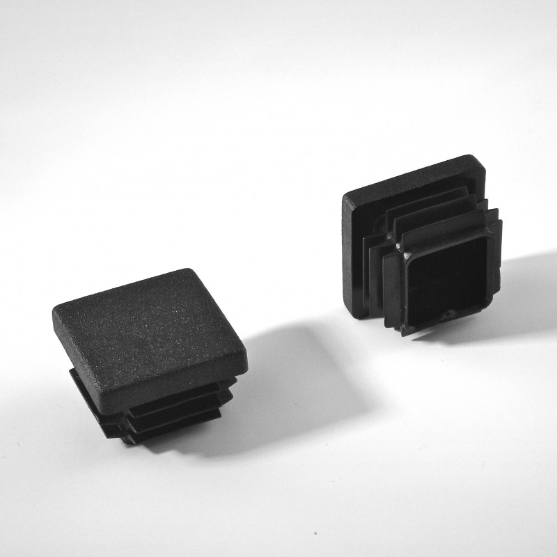 25 x 25 mm Lamellen-Stopfen für Vierkantröhre mit 25 x 25 mm Aussenmass - SCHWARZ