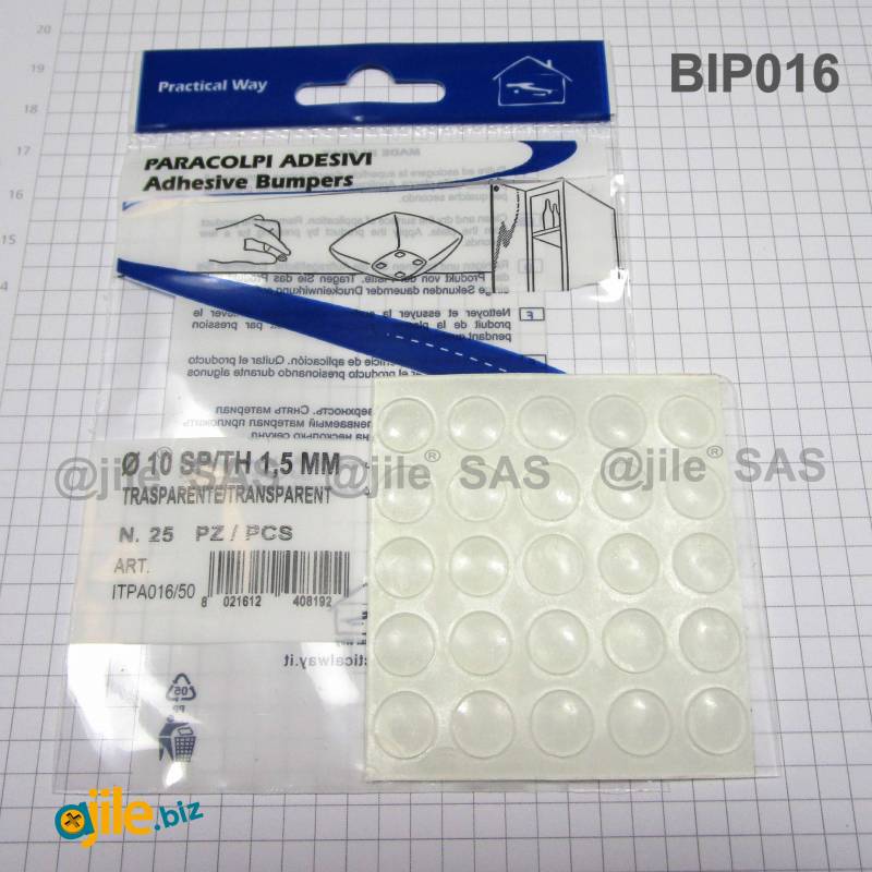 Transparent Dome Adhesive Bumper 10 mm Diameter mm 1,5 mm Thickness x 25 pieces - Ajile