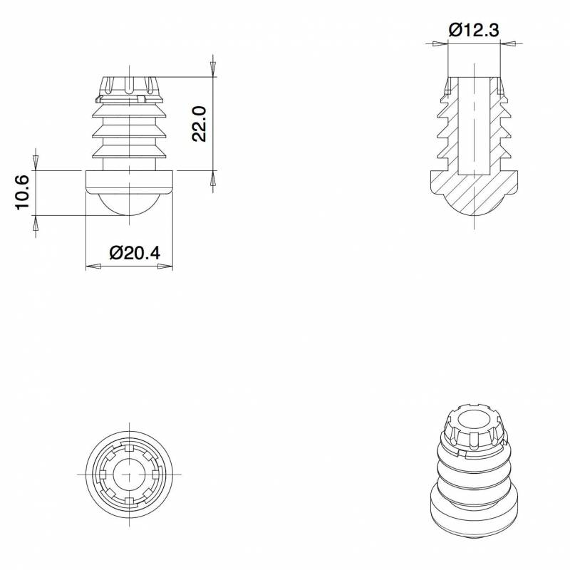 Heavy Duty Round Anti-Skid Rubber Ferrule 18 mm Diameter for Classroom Use and Hotel and Catering Industry - Anti-skid - r