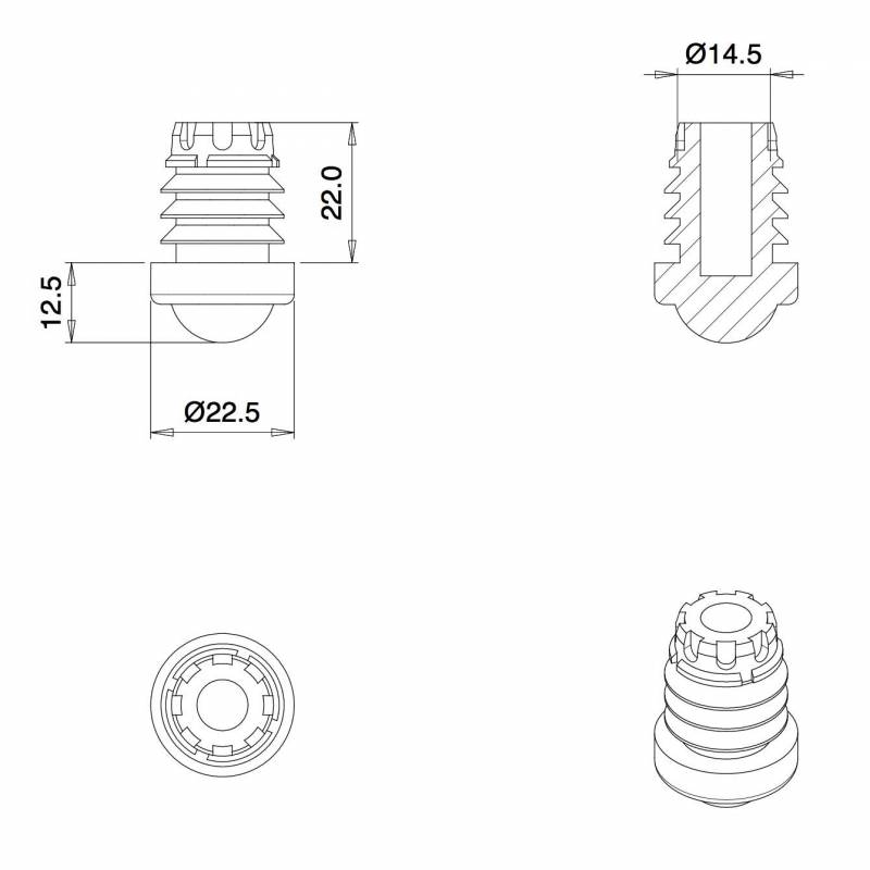 Heavy Duty Round Anti-Skid Rubber Ferrule 20 mm Diameter for Classroom Use and Hotel and Catering Industry - Anti-skid - r
