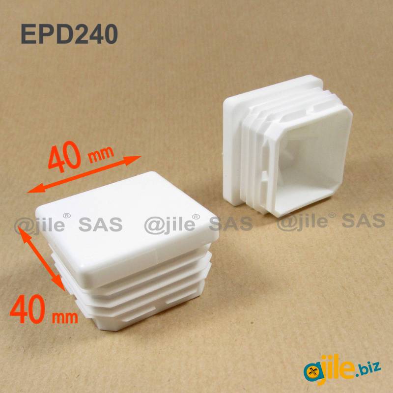 Square Plastic Standard Ribbed Insert for Tubes 40 x 40 mm WHITE - Ajile