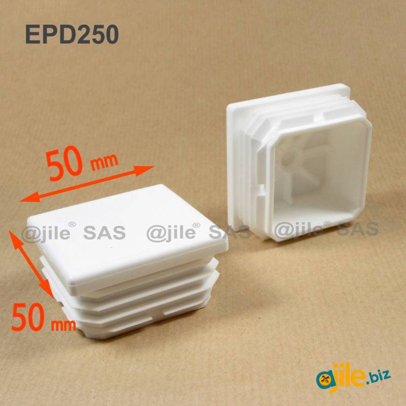 Square Plastic Standard Ribbed Insert for Tubes 50 x 50 mm WHITE - Ajile